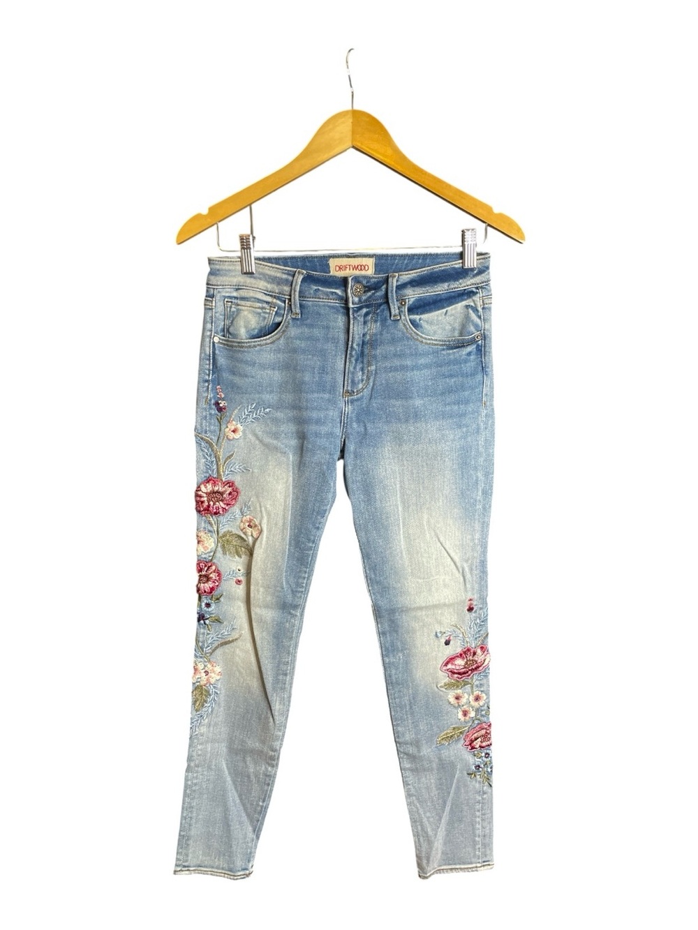 Anthropologie Driftwood Jackie Floral Skinny Mid-Rise Jeans, Size 26